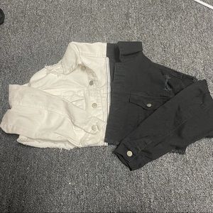 Split B&W Cropped Jean Jacket